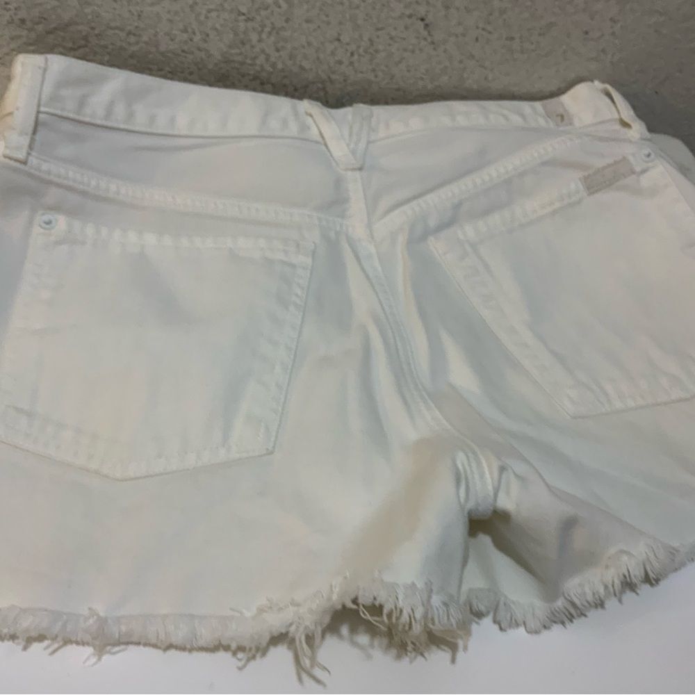 7 for all Mankind Cutoff Denim Shorts button fly in White size 28 - Picture 11 of 14